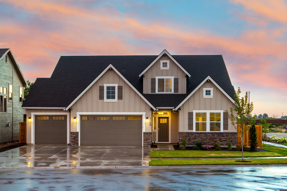 Modern residential home with HVAC system